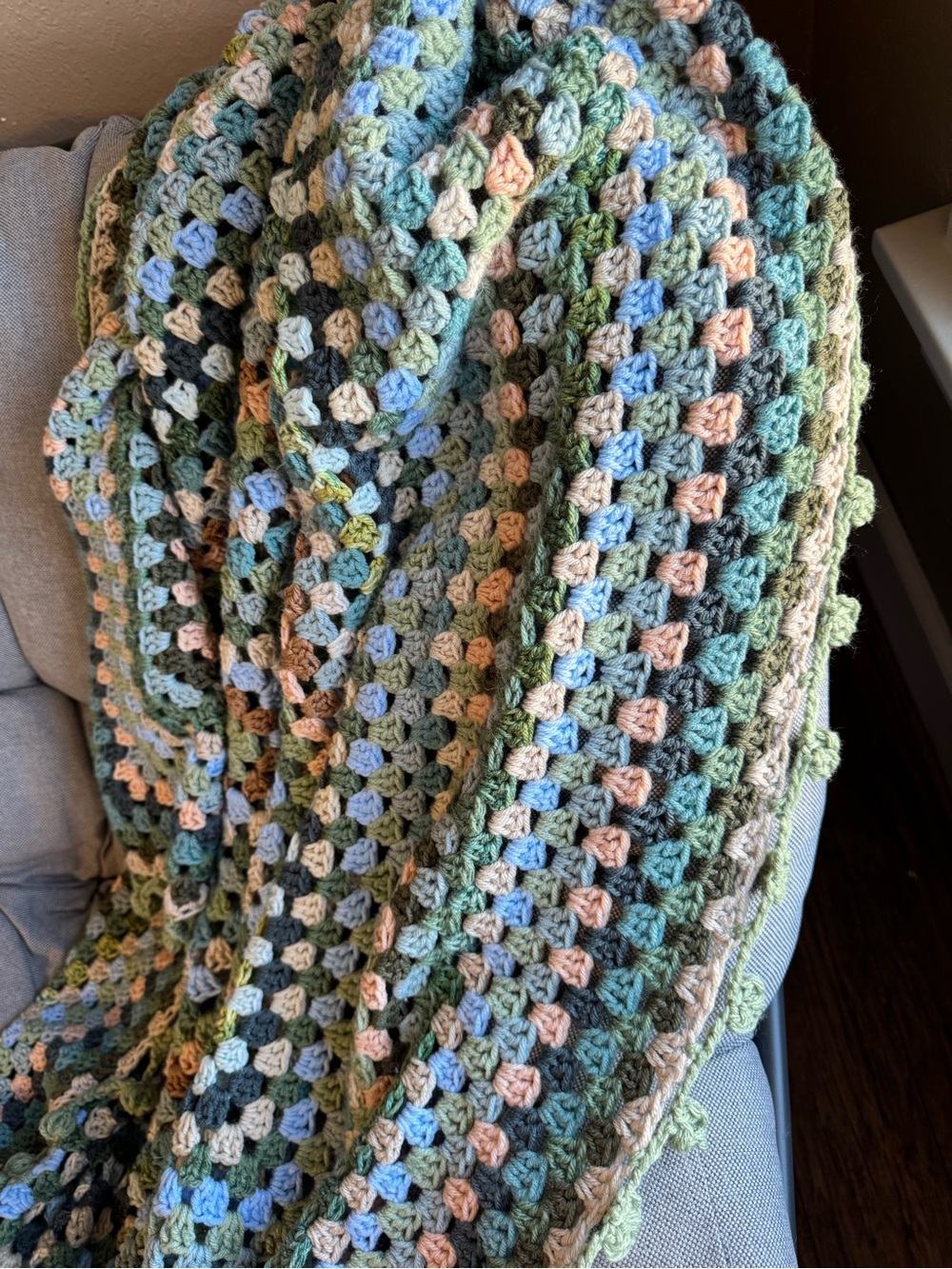 Hand Crafted Multicolor Crochet Granny Square Throw Blanket